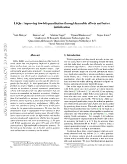 LSQ+: Improving low-bit quantization through learnable offsets and
  better initialization
