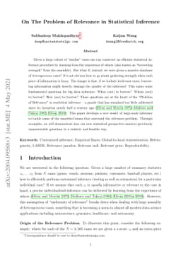 On The Problem of Relevance in Statistical Inference