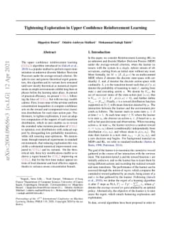 Tightening Exploration in Upper Confidence Reinforcement Learning