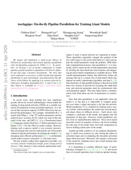 torchgpipe: On-the-fly Pipeline Parallelism for Training Giant Models