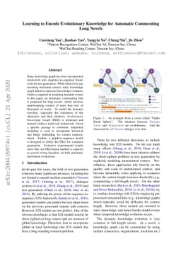 Learning to Encode Evolutionary Knowledge for Automatic Commenting Long
  Novels