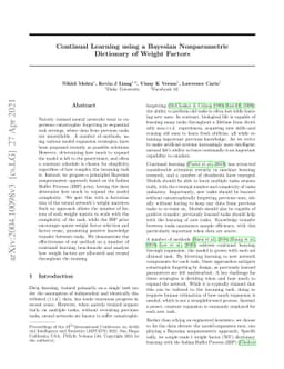 Continual Learning using a Bayesian Nonparametric Dictionary of Weight
  Factors