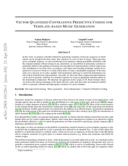 Vector Quantized Contrastive Predictive Coding for Template-based Music
  Generation