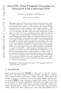 ParaCNN: Visual Paragraph Generation via Adversarial Twin Contextual
  CNNs