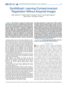 SynthMorph: learning contrast-invariant registration without acquired
  images
