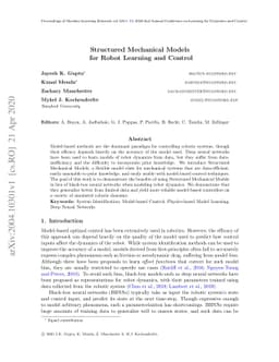 Structured Mechanical Models for Robot Learning and Control