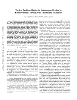 Tactical Decision-Making in Autonomous Driving by Reinforcement Learning
  with Uncertainty Estimation