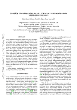 Warwick Image Forensics Dataset for Device Fingerprinting In Multimedia
  Forensics