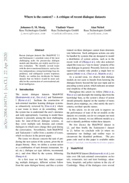 Where is the context? -- A critique of recent dialogue datasets