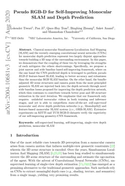 Pseudo RGB-D for Self-Improving Monocular SLAM and Depth Prediction