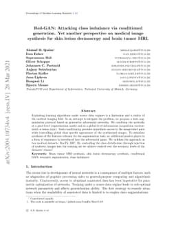 Red-GAN: Attacking class imbalance via conditioned generation. Yet
  another perspective on medical image synthesis for skin lesion dermoscopy and
  brain tumor MRI