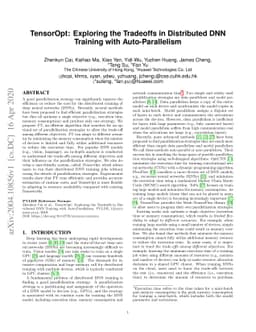 TensorOpt: Exploring the Tradeoffs in Distributed DNN Training with
  Auto-Parallelism