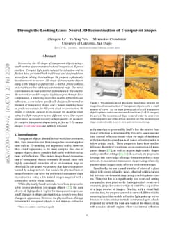 Through the Looking Glass: Neural 3D Reconstruction of Transparent
  Shapes