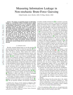 Measuring Information Leakage in Non-stochastic Brute-Force Guessing