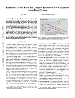 Hierarchical Needs Based Self-Adaptive Framework For Cooperative
  Multi-Robot System