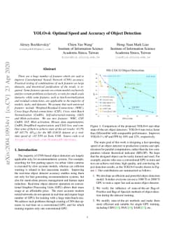 YOLOv4: Optimal Speed and Accuracy of Object Detection