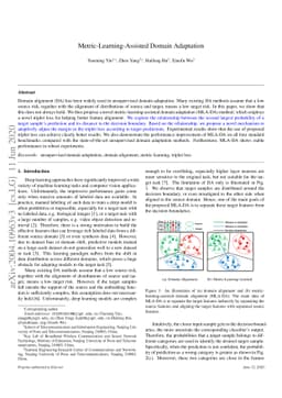 Metric-Learning-Assisted Domain Adaptation