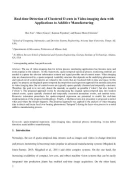 Real-time Detection of Clustered Events in Video-imaging data with
  Applications to Additive Manufacturing