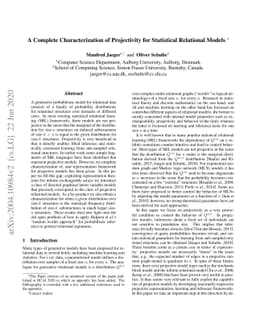 A Complete Characterization of Projectivity for Statistical Relational
  Models