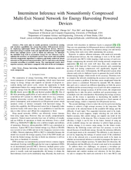 Intermittent Inference with Nonuniformly Compressed Multi-Exit Neural
  Network for Energy Harvesting Powered Devices