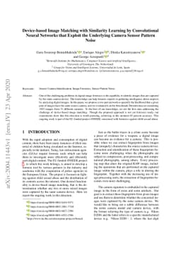 Device-based Image Matching with Similarity Learning by Convolutional
  Neural Networks that Exploit the Underlying Camera Sensor Pattern Noise