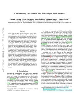 Characterising User Content on a Multi-lingual Social Network