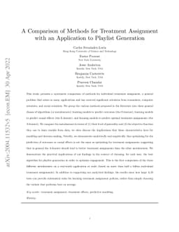 A Comparison of Methods for Treatment Assignment with an Application to
  Playlist Generation