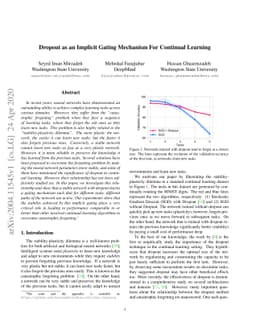 Dropout as an Implicit Gating Mechanism For Continual Learning