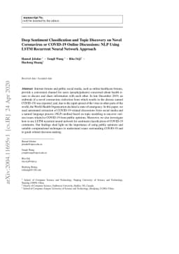 Deep Sentiment Classification and Topic Discovery on Novel Coronavirus
  or COVID-19 Online Discussions: NLP Using LSTM Recurrent Neural Network
  Approach