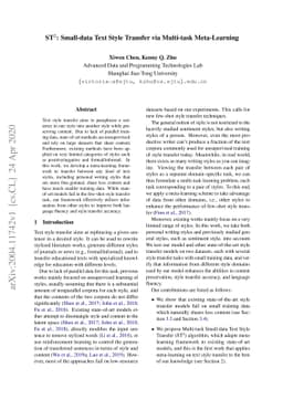 ST$^2$: Small-data Text Style Transfer via Multi-task Meta-Learning