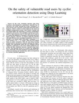 On the safety of vulnerable road users by cyclist orientation detection
  using Deep Learning