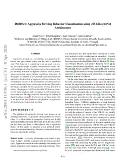 DriftNet: Aggressive Driving Behavior Classification using 3D
  EfficientNet Architecture