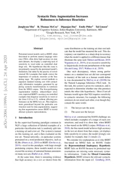 Syntactic Data Augmentation Increases Robustness to Inference Heuristics