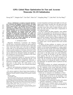 GPO: Global Plane Optimization for Fast and Accurate Monocular SLAM
  Initialization