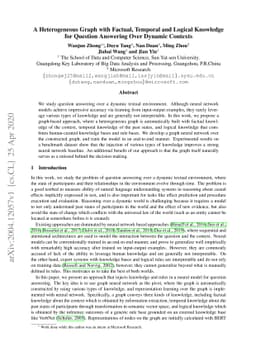 A Heterogeneous Graph with Factual, Temporal and Logical Knowledge for
  Question Answering Over Dynamic Contexts