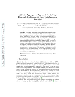A State Aggregation Approach for Solving Knapsack Problem with Deep
  Reinforcement Learning