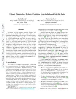 Climate Adaptation: Reliably Predicting from Imbalanced Satellite Data
