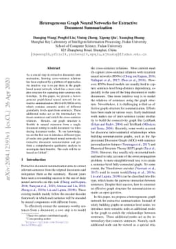 Heterogeneous Graph Neural Networks for Extractive Document
  Summarization