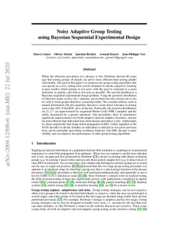 Noisy Adaptive Group Testing using Bayesian Sequential Experimental
  Design