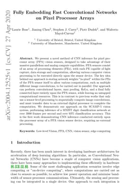 Fully Embedding Fast Convolutional Networks on Pixel Processor Arrays