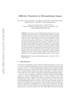Difficulty Translation in Histopathology Images