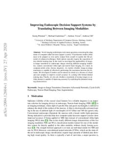 Improving Endoscopic Decision Support Systems by Translating Between
  Imaging Modalities
