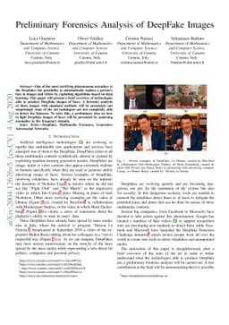 Preliminary Forensics Analysis of DeepFake Images
