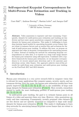 Self-supervised Keypoint Correspondences for Multi-Person Pose
  Estimation and Tracking in Videos