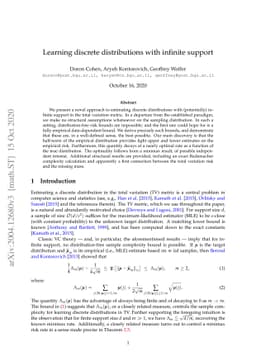 Learning discrete distributions with infinite support