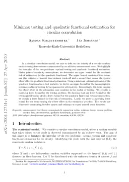 Minimax testing and quadratic functional estimation for circular
  convolution