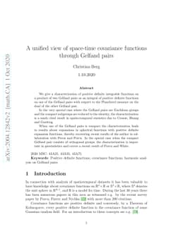 A unified view of space-time covariance functions through Gelfand pairs