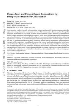 Corpus-level and Concept-based Explanations for Interpretable Document
  Classification