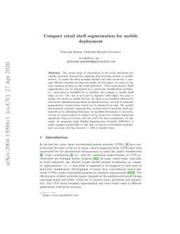 Compact retail shelf segmentation for mobile deployment
