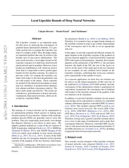 Local Lipschitz Bounds of Deep Neural Networks